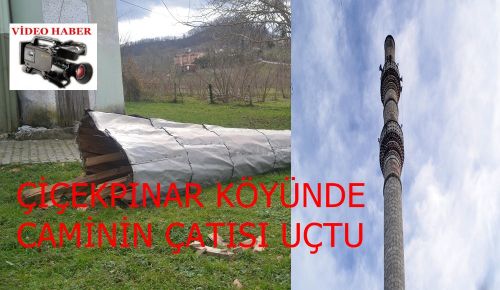 Akcakoca da  fırtına caminin çatısını uçurdu