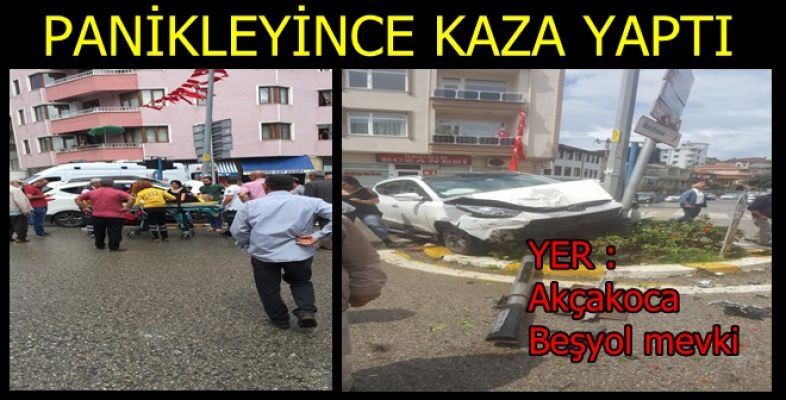 AKÇAKOCA ŞEHİR MERKEZİNDE  TRAFİK KAZASI 1 YARALI
