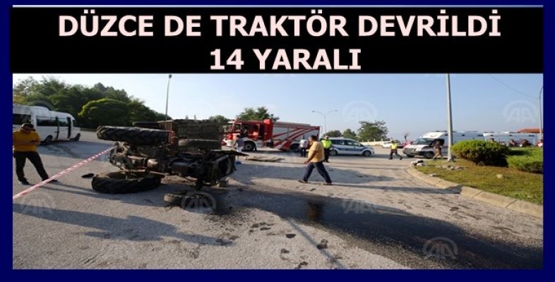 Fındık işçilerini taşıyan traktör devrildi: 14 yaralı